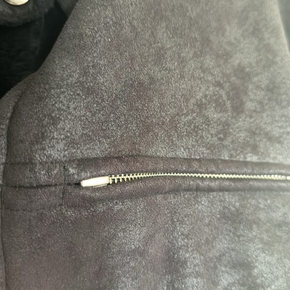 Structure Black Faux Suede Winter Jacket With Fleece Lining Size Medium / Large - Picture 6 of 8